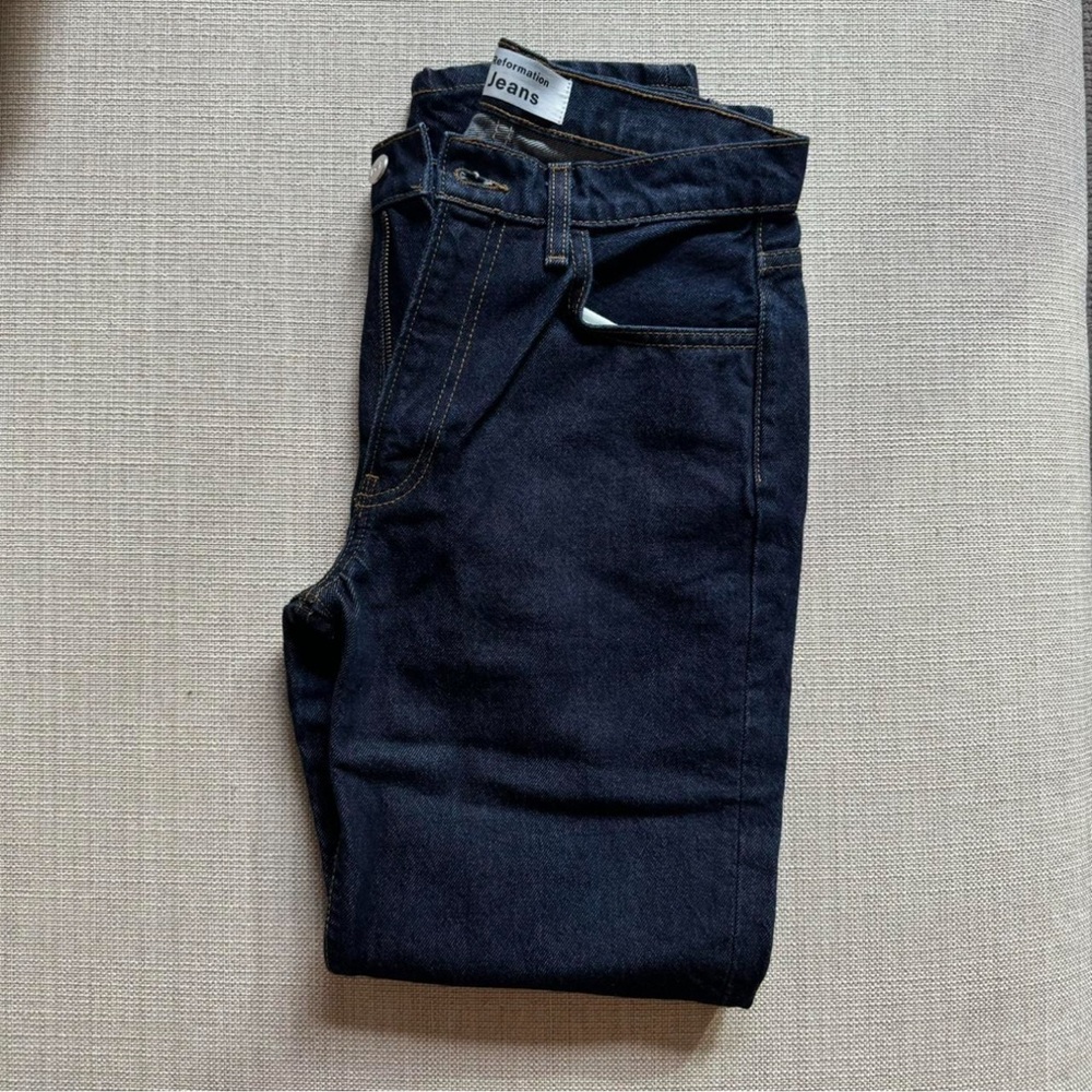Reformation straight leg jeans dark wash waist size 26”